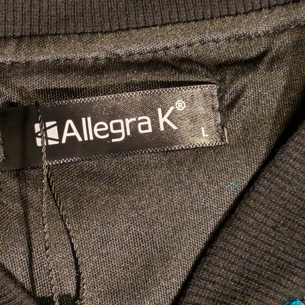 NWT Allegra K Teal Blue Sequin Sparkle Zip Front Bomber Evening Jacket Y2K L - Picture 8 of 10